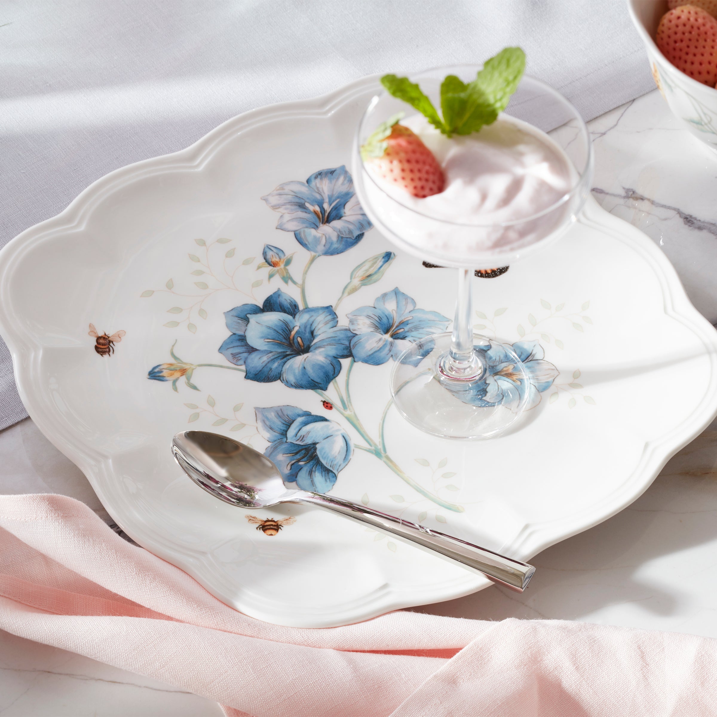 Butterfly Meadow Square Dinner Plates Set of 4 - Elegant Floral Design for Dining, Parties & Home Decor | Durable Porcelain Plates for Everyday Use & Special Occasions