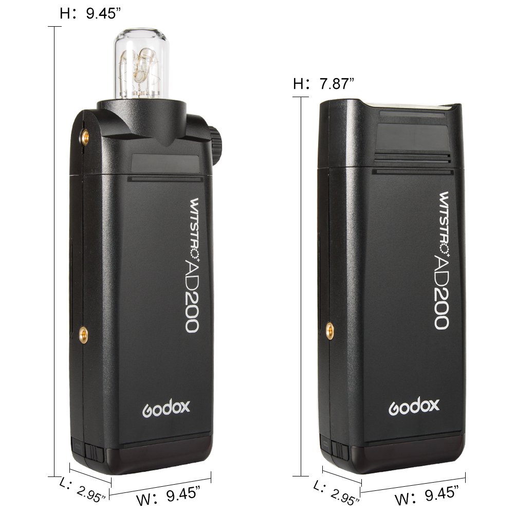 Godox AD200 200Ws 2.4G TTL Pocket Flash Light with HSS 1/8000s - Includes GN52 Flash Lightning Head & GN60 Incandescent Head - 2900mAh Lithium Battery - Perfect for Portrait, Wedding, and Studio Photography