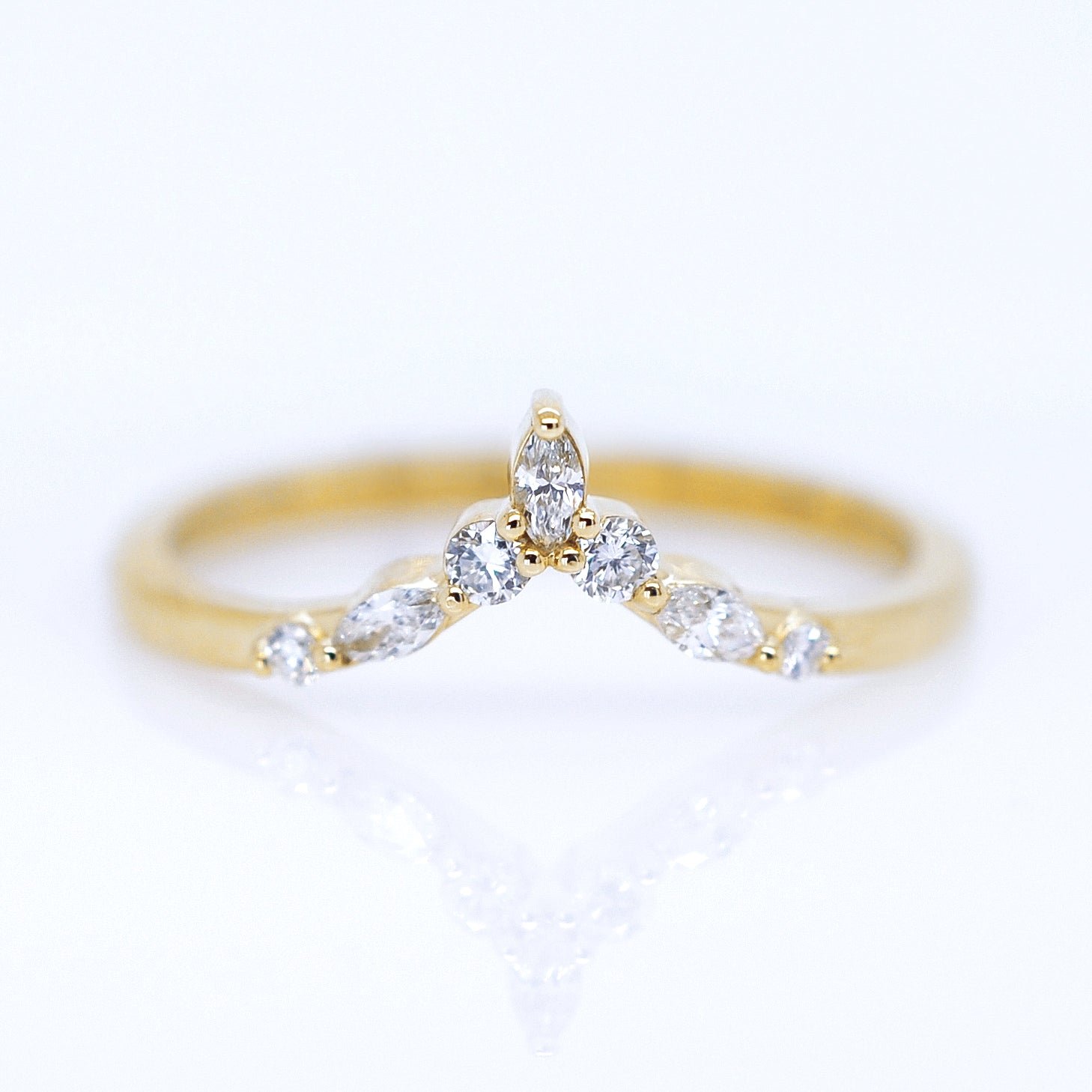 Grace Diamond Crown Chevron Band Ring – Elegant Wedding, Engagement & Anniversary Jewelry for Women – Perfect for Special Occasions & Everyday Glam