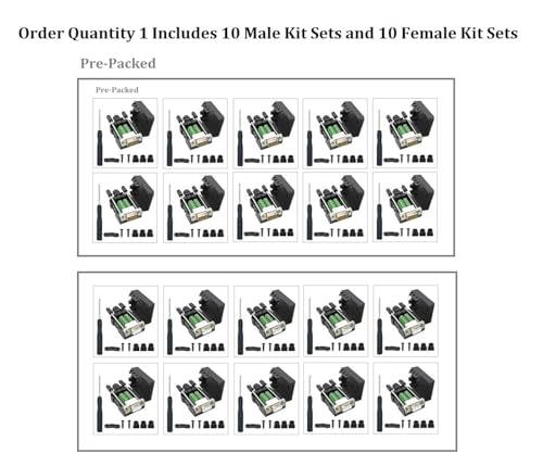 10PCS Male + 10PCS Female DB9 Breakout Connector - Solderless RS232 D-SUB 9 Pin Serial Port Terminal Adapter for Industrial Automation, CCTV, and Network Equipment