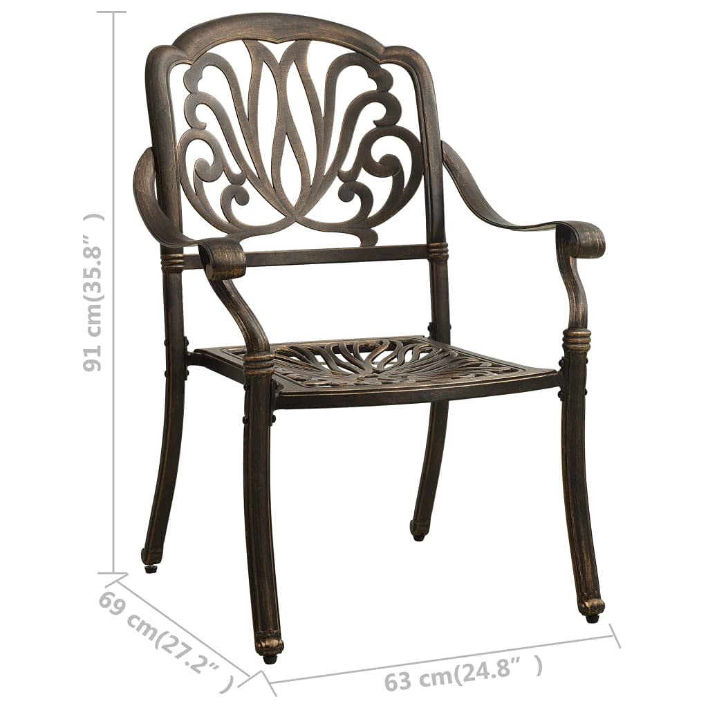 vidaXL 3-Piece Outdoor Bistro Set with Umbrella Hole - Durable Cast Aluminum Patio Furniture - Weatherproof & Easy Assembly - Bronze Finish - Perfect for Garden, Balcony or Poolside Dining