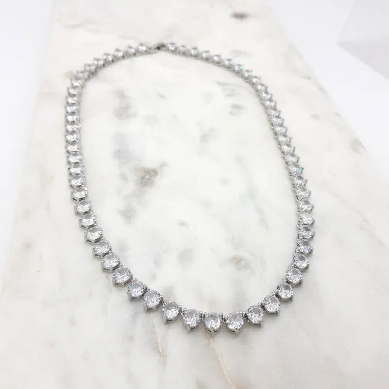 Elizabeth Classic Statement Crystal Bridal Tennis Necklace - Elegant Wedding Jewelry for Brides, Bridesmaids & Formal Events | Perfect for Weddings, Prom & Special Occasions