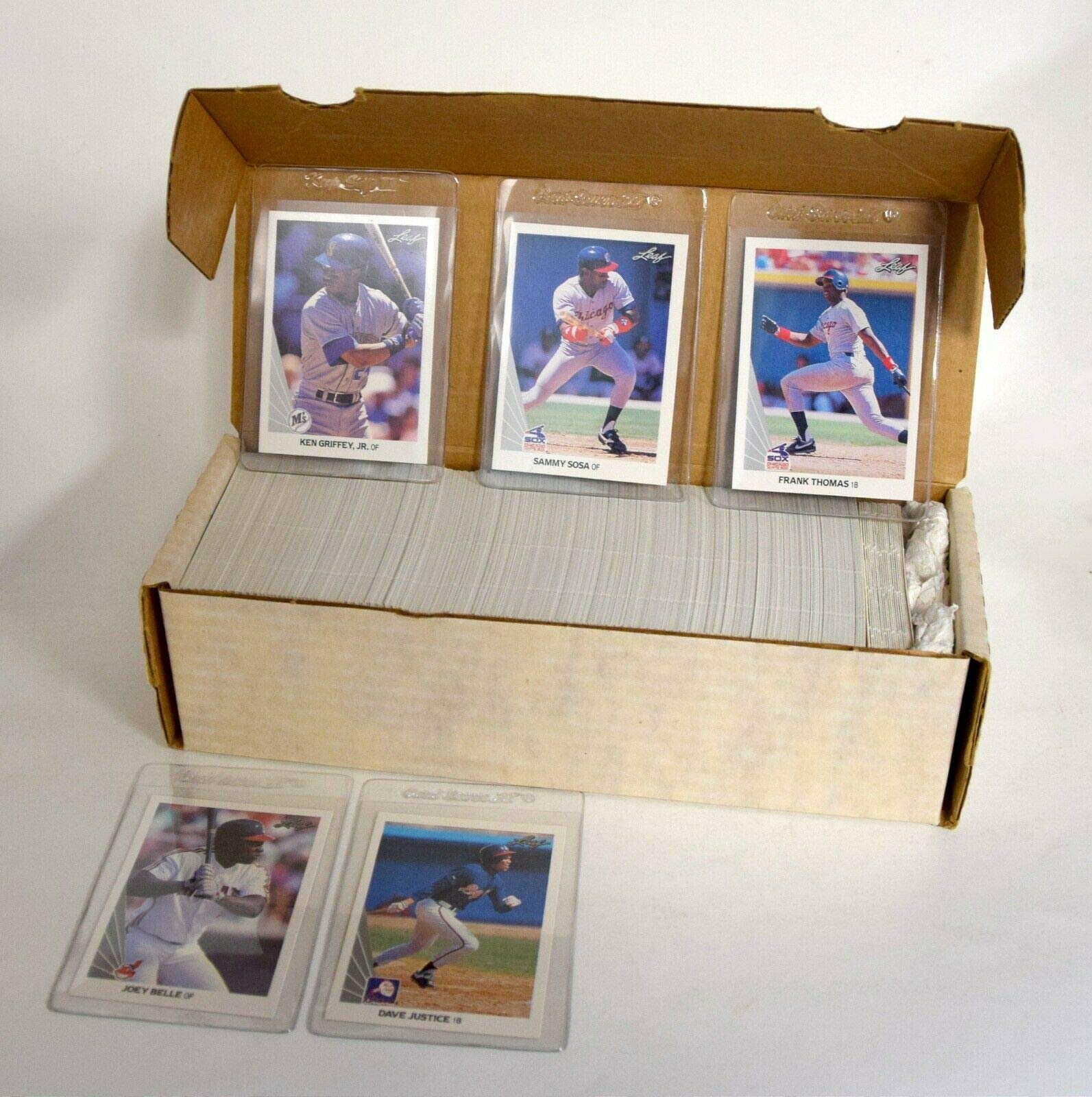 1990 Leaf Baseball Cards Complete Set - 528 Cards with Frank Thomas, Sammy Sosa & Larry Walker Rookie Cards | Vintage Sports Collectibles for Display & Investment