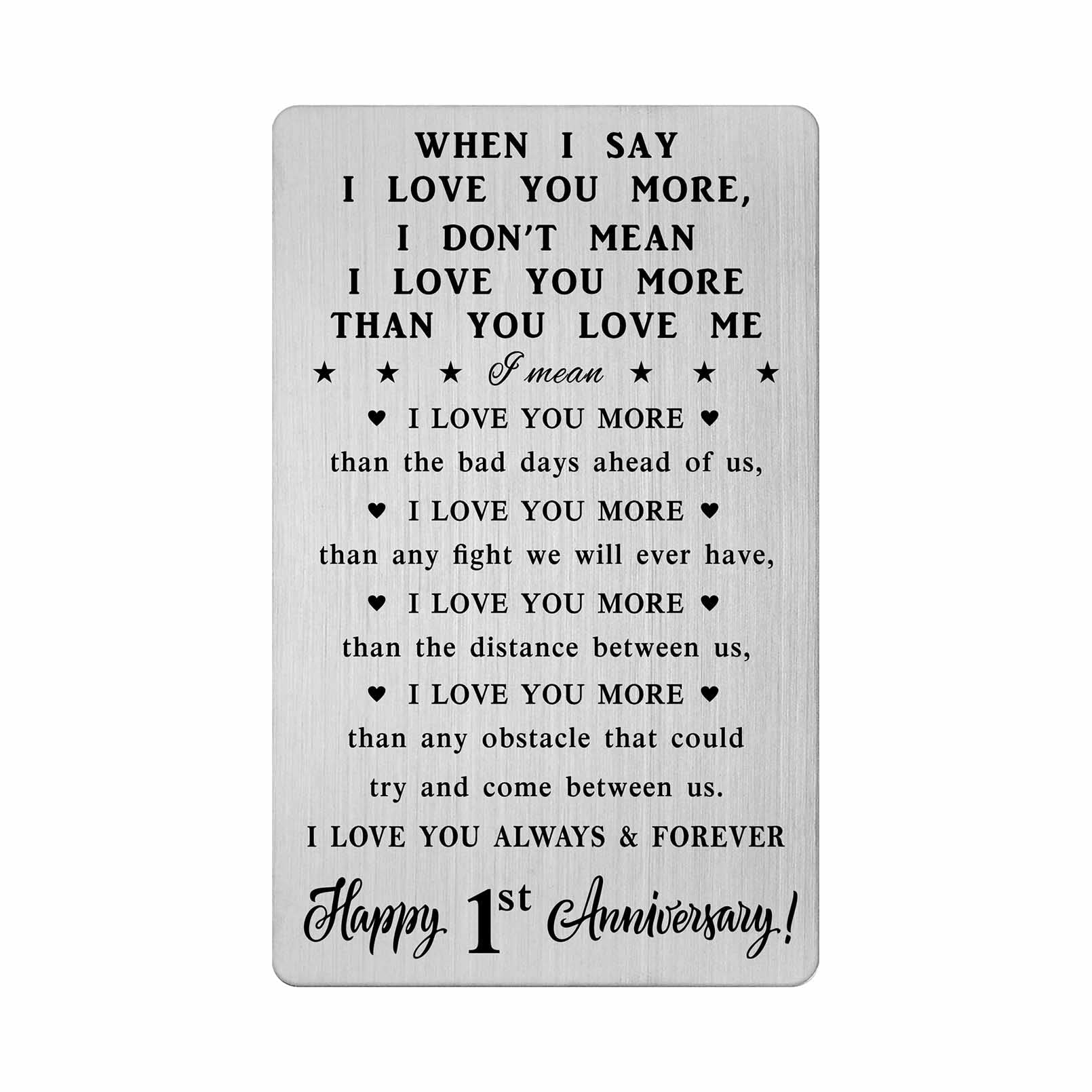 1st Anniversary Card for Husband - Romantic Engraved Wallet Card Gift for Men | Perfect 1 Year Wedding Anniversary Present for Him - Ideal for Special Occasions & Love Notes