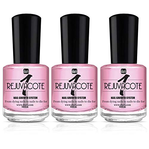 Duri Rejuvacote 1 Original Maximum Strength Nail Growth System - Base & Top Coat for Hardening, Repairing, Strengthening Brittle Nails | Prevents Chipping & Breaking (3-Pack) | Perfect for Salon Professionals & At-Home Nail Care