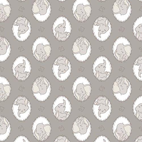 Disney Classic Dumbo Baby Elephant Nursery Fabric - Premium 100% Cotton Zinc Sketch Print by The Yard | Soft & Durable for Baby Blankets, Curtains, and DIY Sewing Projects