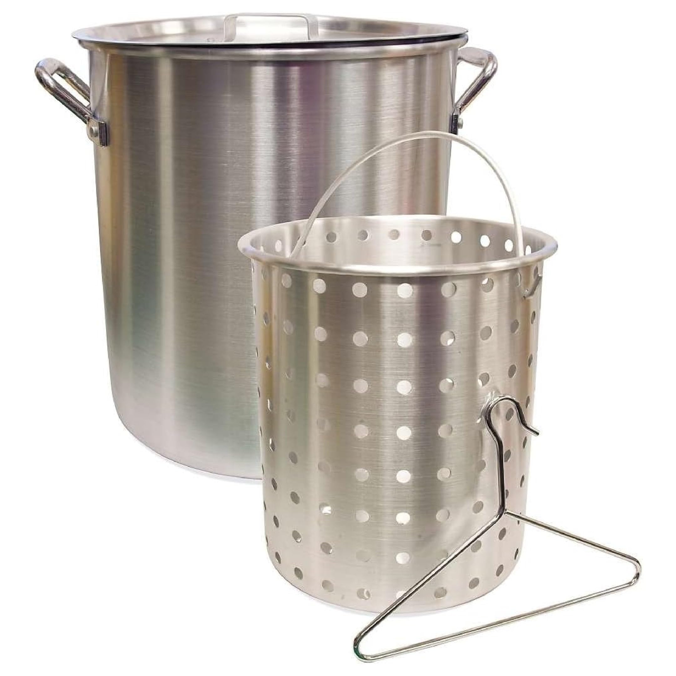 Camp Chef 42 Quart Aluminum Cooking Pot Set with Strainer, Lid & Hook - Heavy Duty Indoor Outdoor Cookware for Camping, Boiling, Steaming & Canning