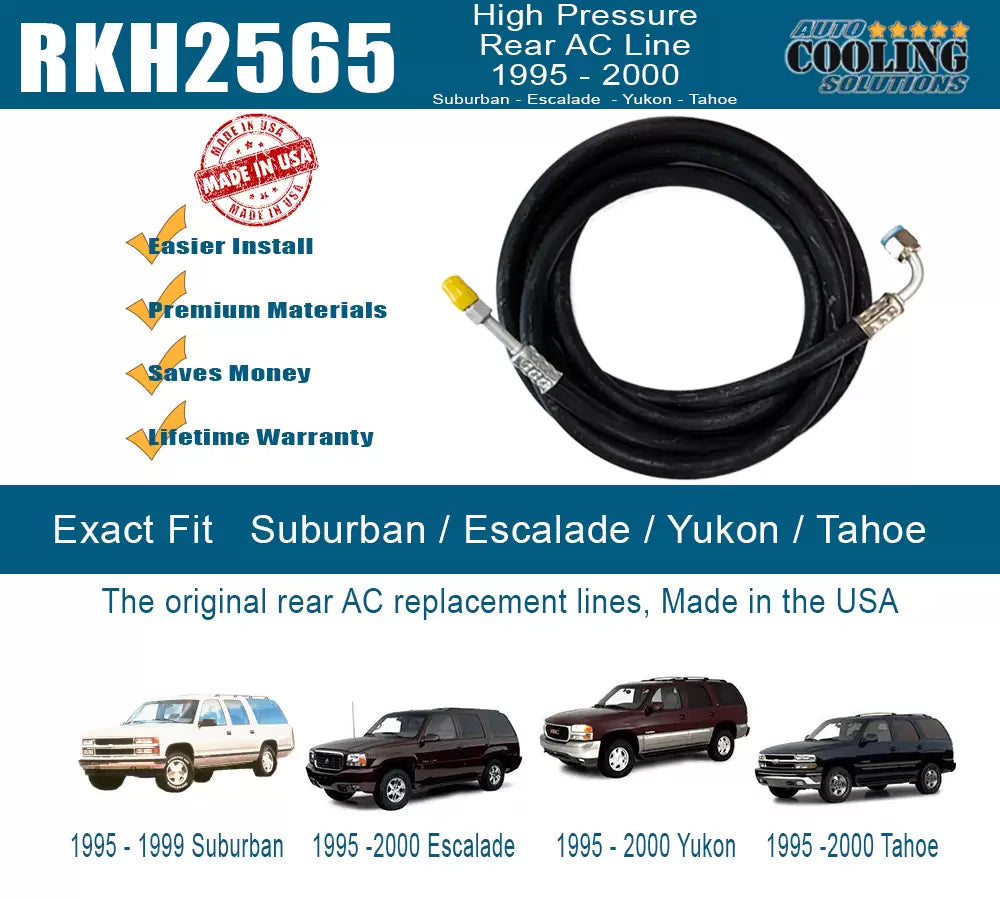 95-00 Chevy Suburban, GMC Yukon, Cadillac Escalade, Chevy Tahoe Rear AC High Side Line Replacement Part - Perfect for AC System Repairs & Maintenance