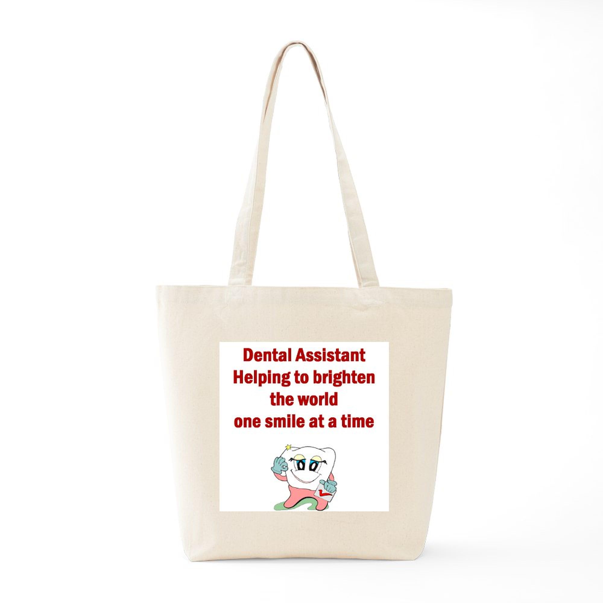 Dental Assistant Tote Bag - Natural Canvas Reusable Shopping Bag for Dental Professionals | Perfect for Work, School & Groceries