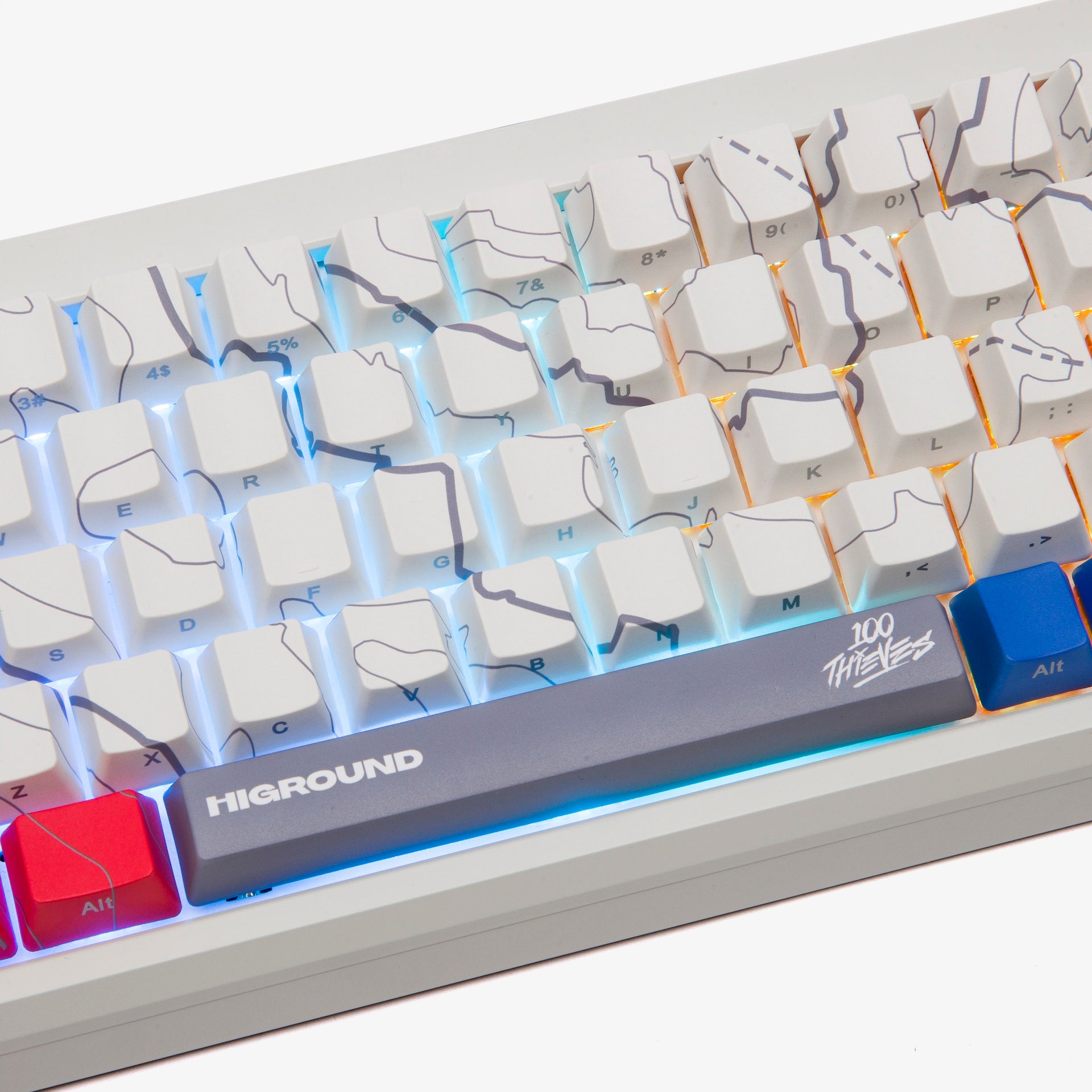 100T x HG Summit 65 Mechanical Keyboard - Cartograph Design | Premium Gaming & Typing Keyboard for PC/Mac - Perfect for Esports, Office Work & Programming