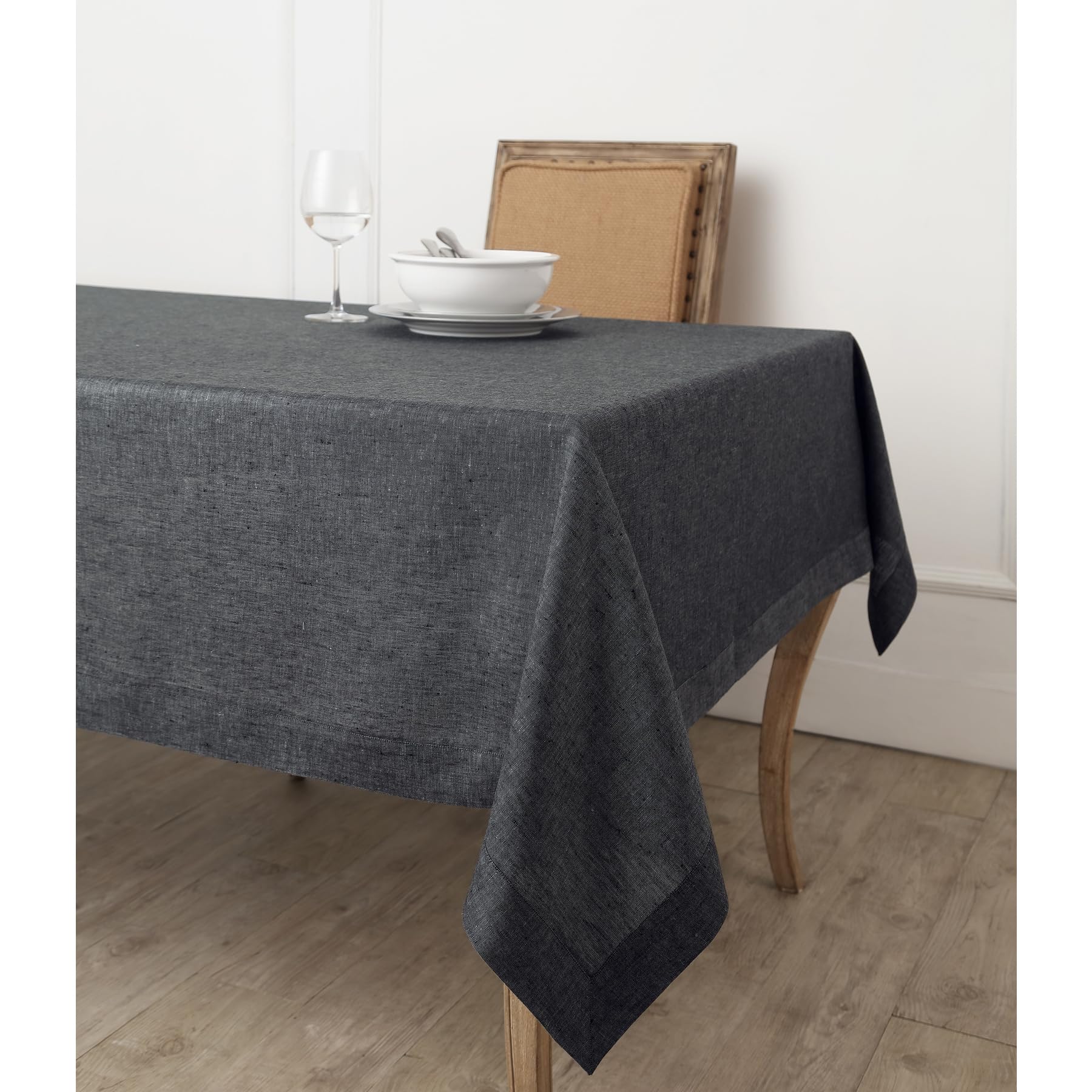 Solino Home 100% Pure Linen Tablecloth 54x72 Inches - Charcoal Grey Rectangle Table Cloth for Dining, Wedding & Parties - Machine Washable & Wrinkle Resistant - Perfect for Formal Dinners, Holiday Gatherings & Restaurant Decor