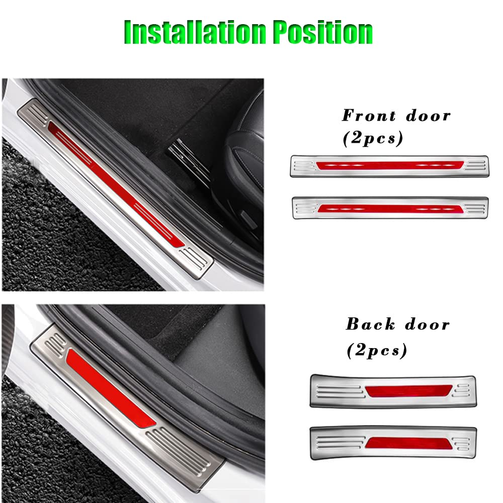 BOYOUS 4PCS Stainless Steel Door Sill Guards for Hyundai Elantra 2021-2025 - Anti-Scratch Protection, Silver & Blue Trim - Perfect for Car Door Protection and Style Enhancement