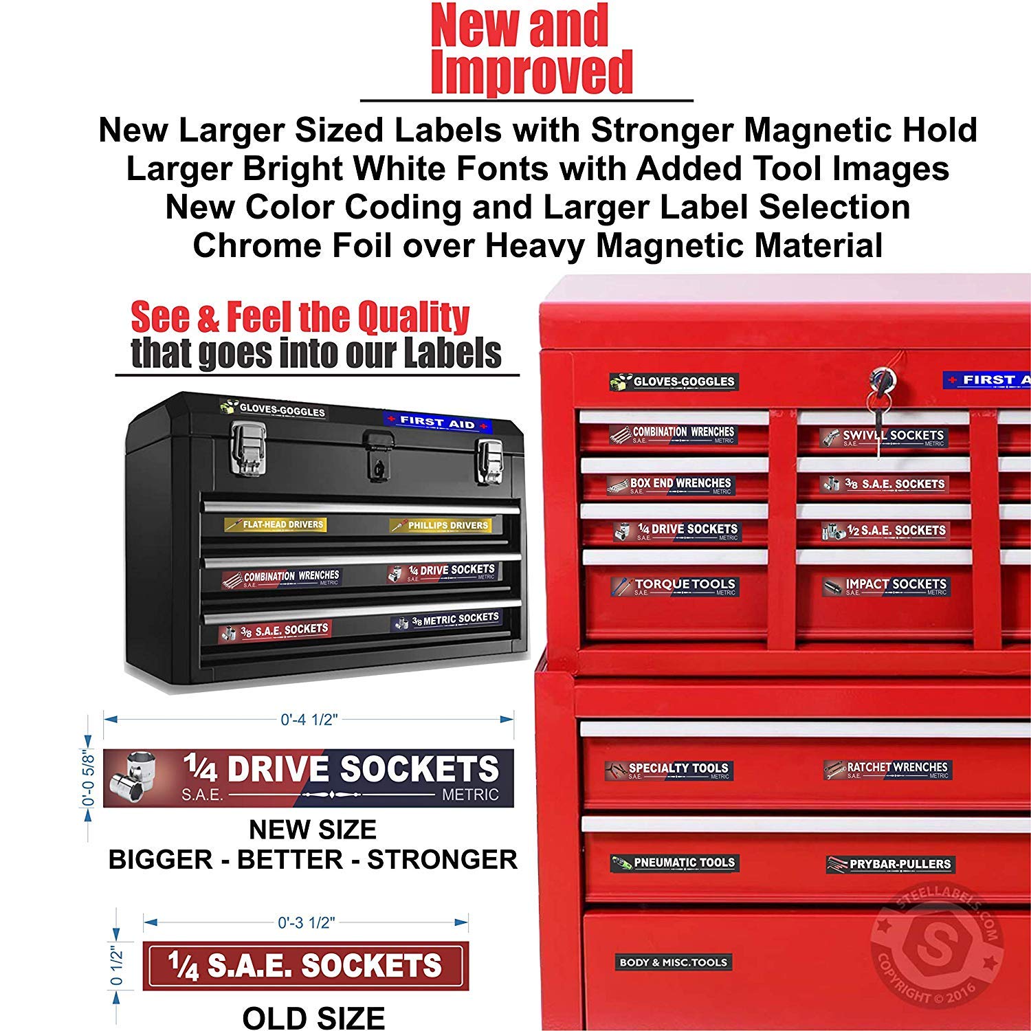 Ultimate Magnetic Tool Box Organizer Labels - Blue Edition | Organize Steel Tool Chests, Drawers & Cabinets Easily | Fits Craftsman, Snap-on, Mac, Matco & Cornwell | Perfect for Garage, Workshop & DIY Projects