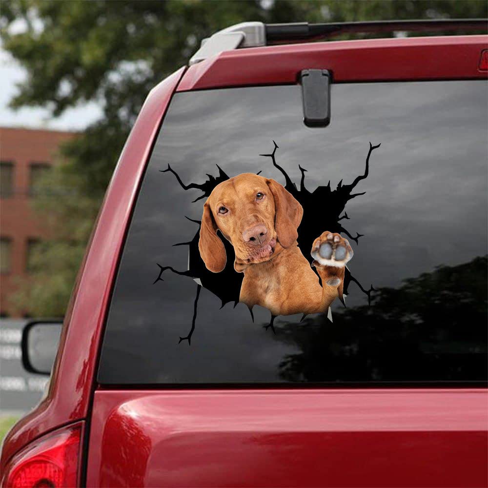 Funny Vizsla Dog Crack Car Sticker - Vinyl Decal for Car Window - Perfect Gift for Vizsla Lovers & Pet Owners - 3D Car Decoration for Vehicles, Trucks, SUVs - Great for Personalizing Your Ride & Showing Dog Love