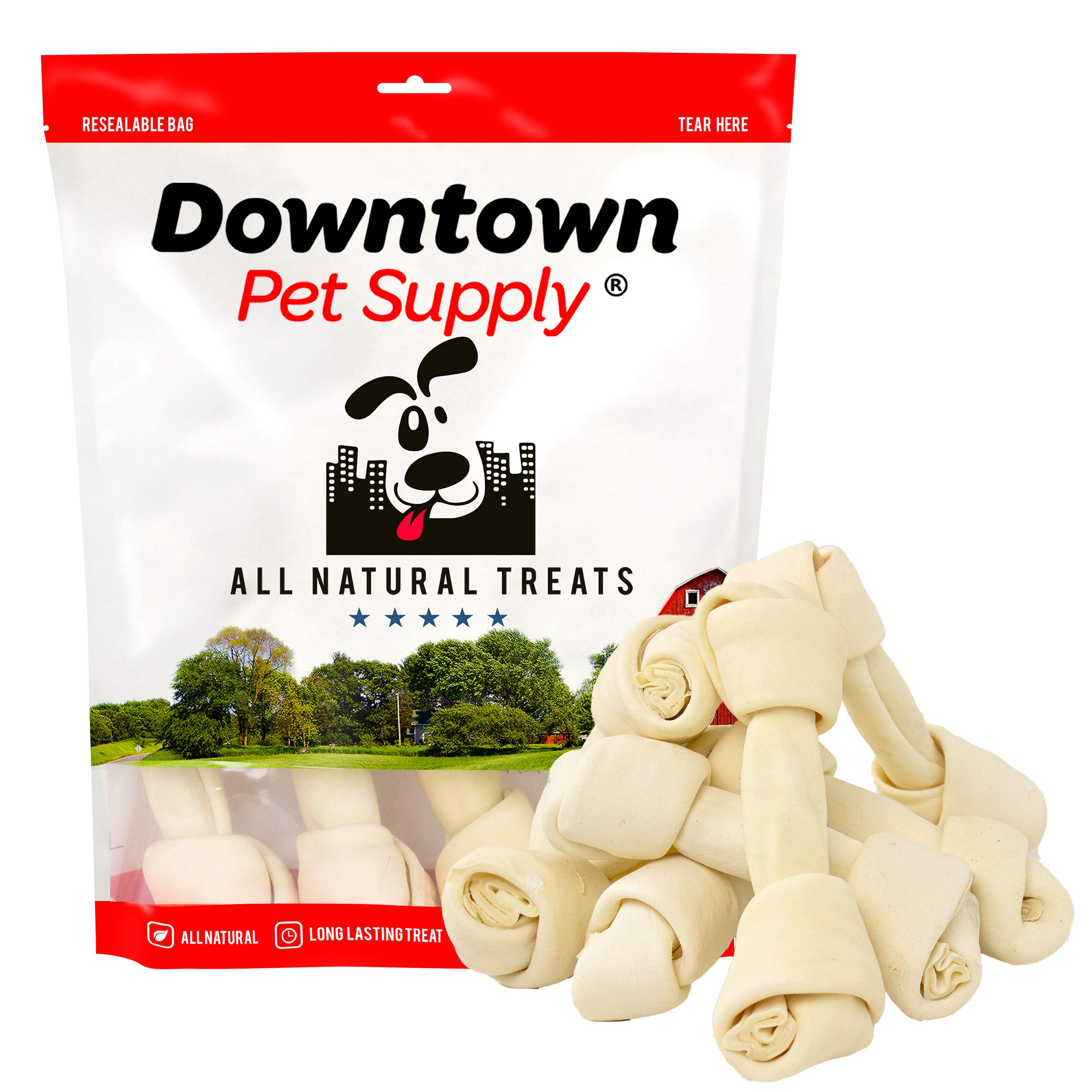 100% Natural Beef Rawhide Knots Dog Chews - Dental Treats for Small, Medium & Large Dogs - Plaque Remover & Teeth Cleaning - Perfect for Training, Chewing & Oral Health Care