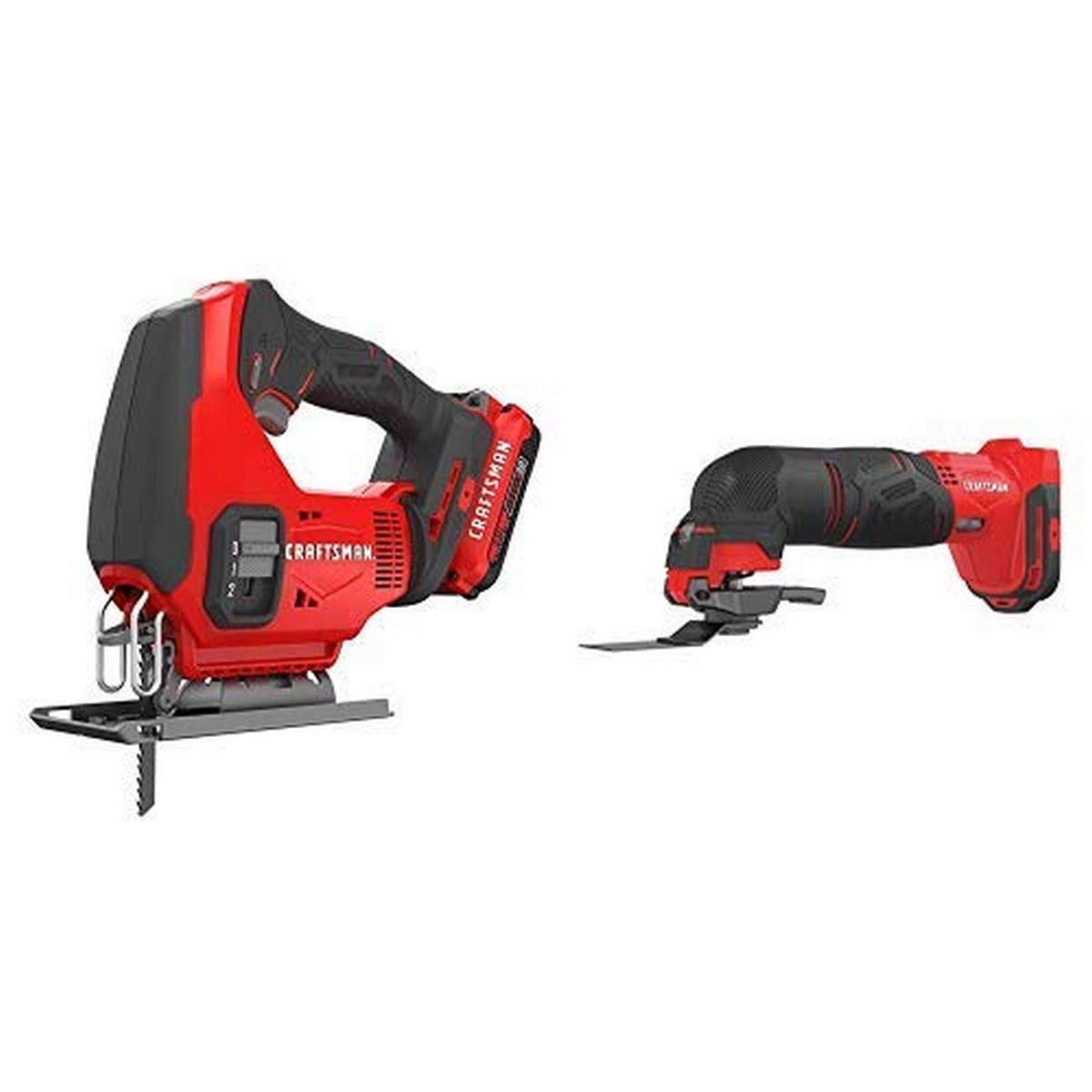 CRAFTSMAN V20 Cordless Jig Saw Kit with Oscillating Multi-Tool (CMCS600D1 & CMCE500B) - Perfect for DIY Woodworking, Home Renovation and Professional Construction Projects