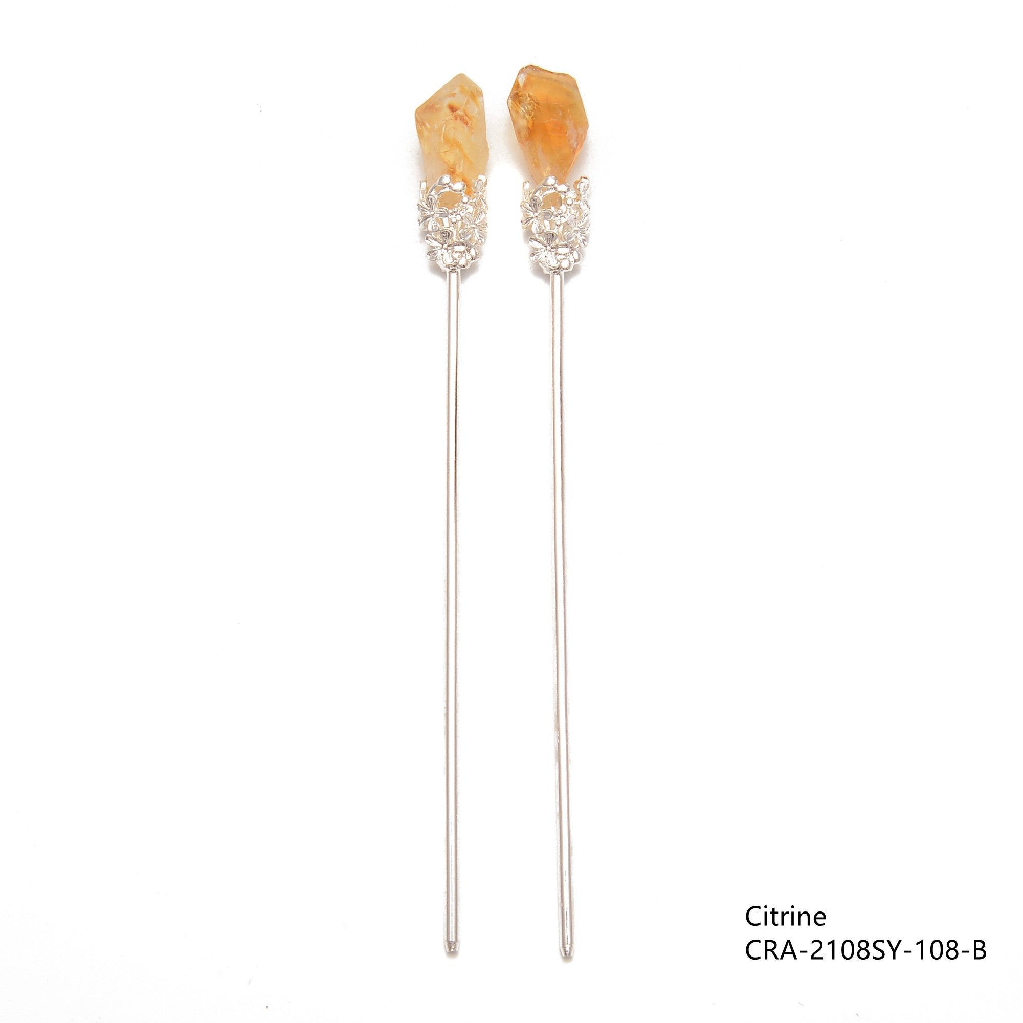 Silver Plated Copper Gemstone Hairpin - 160mm Elegant Hair Accessory for Women | Perfect for Weddings, Parties & Special Occasions