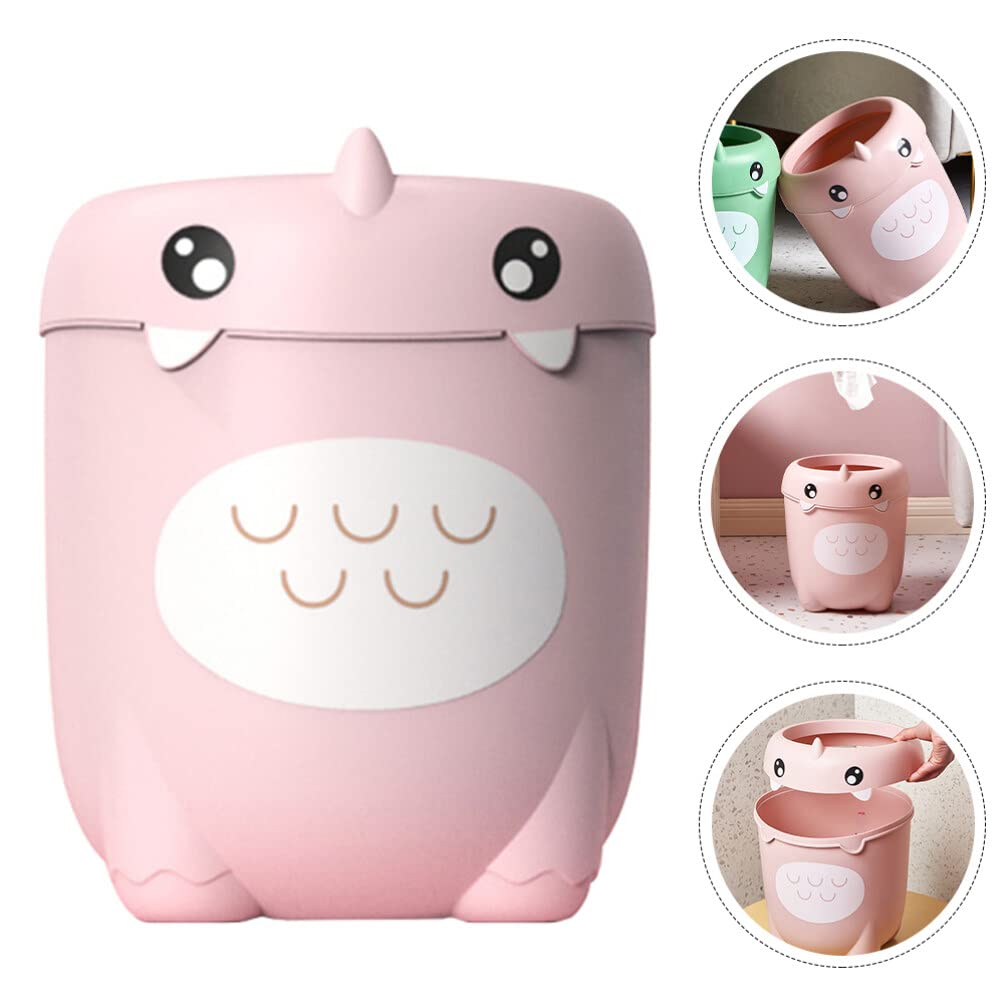 BESPORTBLE Small Trash Can with Lid - Mini Garbage Bin for Makeup Table, Bathroom, Office & Outdoor Use - Decorative Plastic Waste Basket for Home, Kitchen, Pet Waste - Portable Household Trash Container