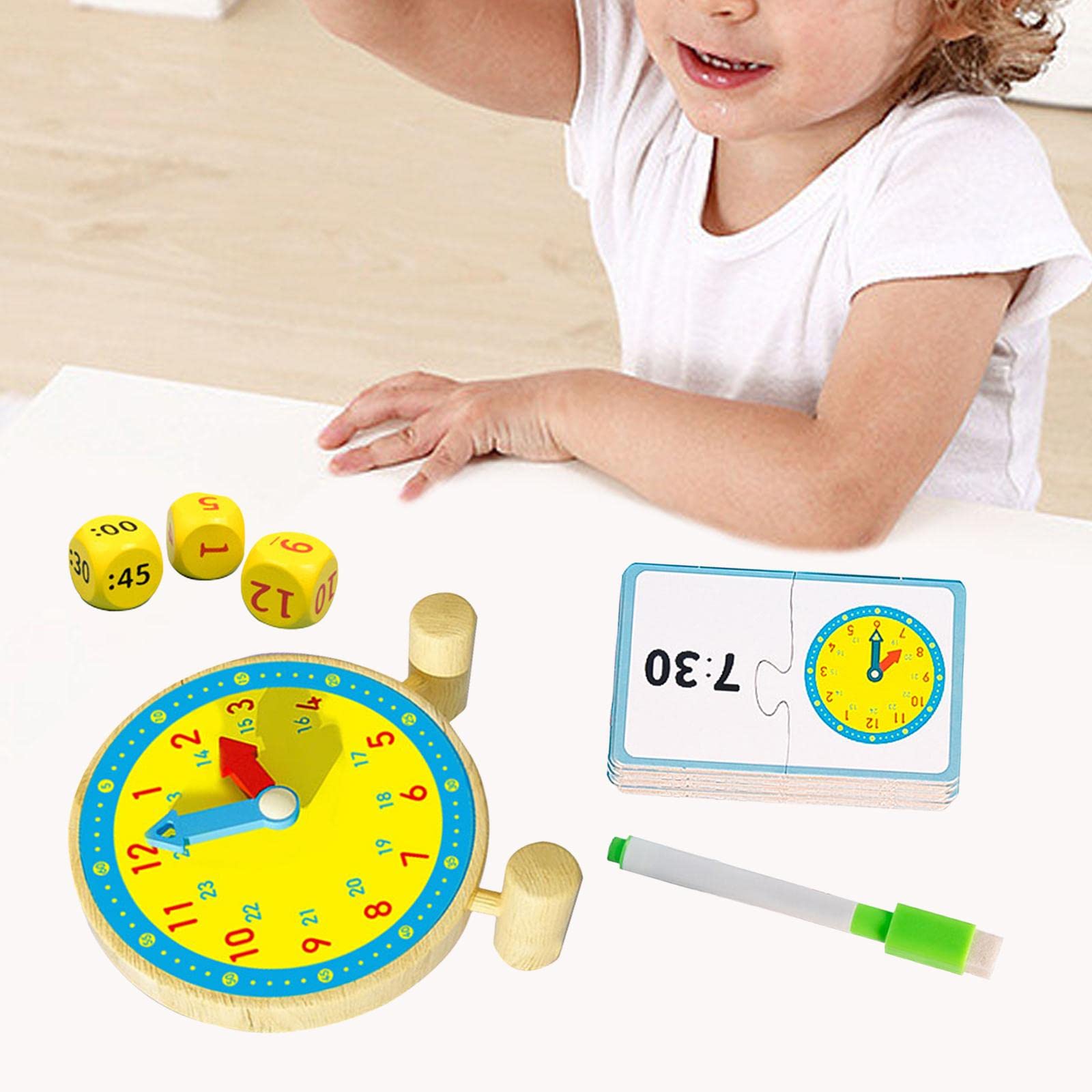 Wooden Educational Clock Toy - Learning Time Puzzle for Toddlers & Kids - Perfect for Preschool Classroom, Homeschooling, and Early Childhood Development