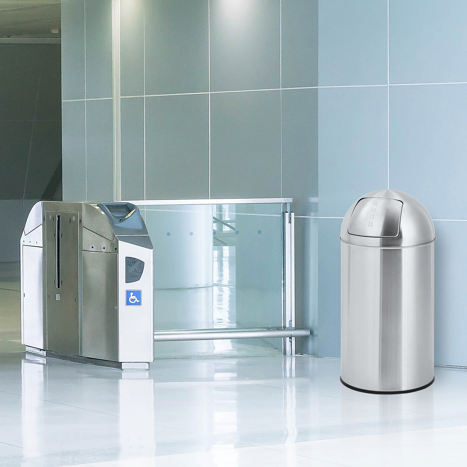 **GARVEE 18.5 Gallon (70 Liter) Stainless Steel Trash Can with Push Lid - Heavy Duty Commercial Garbage Bin, Removable Inner Bucket for Easy Cleaning - Perfect for Outdoor, Kitchen, Office & Restaurant Use**
