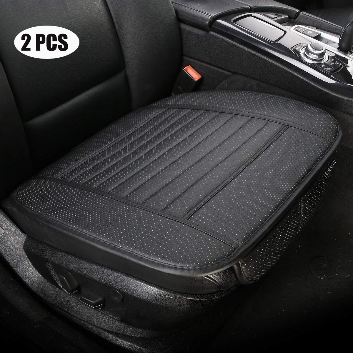 2 PCS Universal PU Leather Car Seat Covers - Black Car Interior Accessories & Seat Protectors for Enhanced Comfort & Style in Daily Driving
