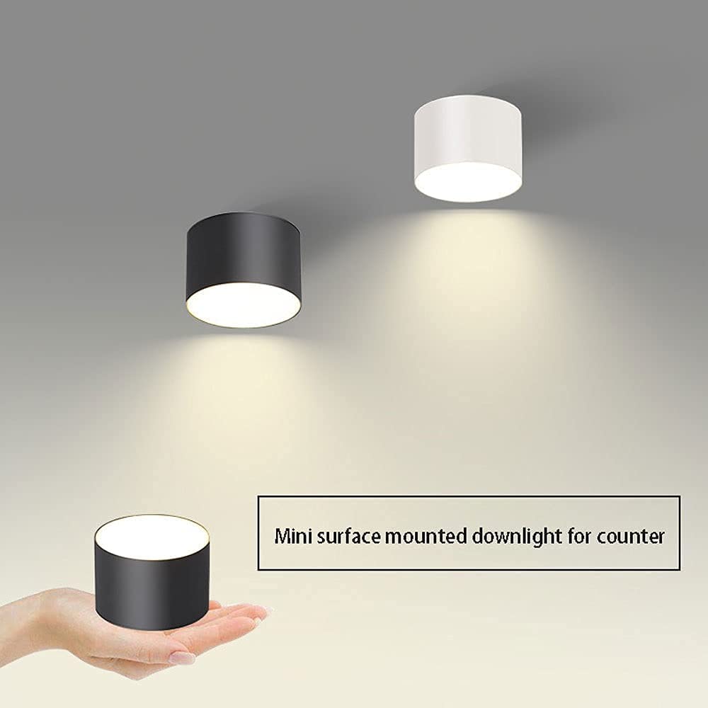 Modern LED Surface Mount Downlight Ceiling Spotlight - Mini Cabinet Lighting Fixture, Nordic Round Ceiling Downlights for Living Room, Hallway, Corridor (White) - Perfect for Accent Lighting in Homes & Offices