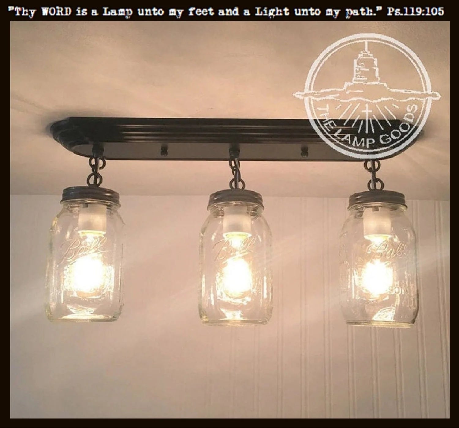 Vintage Mason Jar Light Fixture Set - 3 Rectangular Hanging Pendant Lights with Rustic Chains for Farmhouse, Kitchen & Dining Room Decor