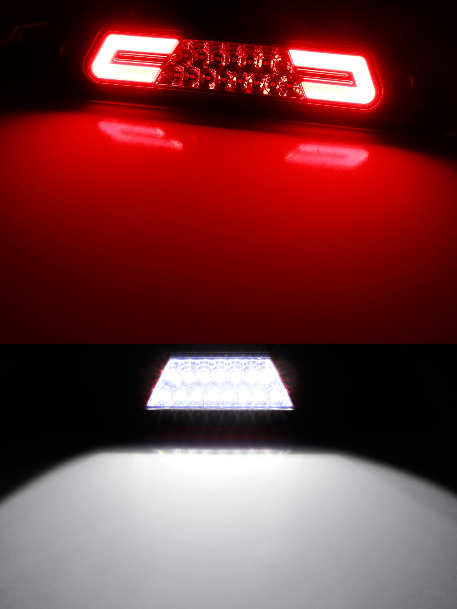 Dark Red Double C Ring Full LED High Mount 3rd Brake Light Compatible with Ford F150 2009-2014 Models - Enhanced Visibility & Safety for Pickup Trucks