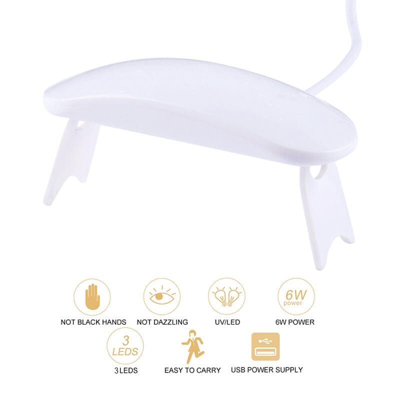 6W White UV/LED Nail Dryer Lamp - Fast Curing for Gel Polish & Acrylic Nails - Perfect for Home & Salon Manicures
