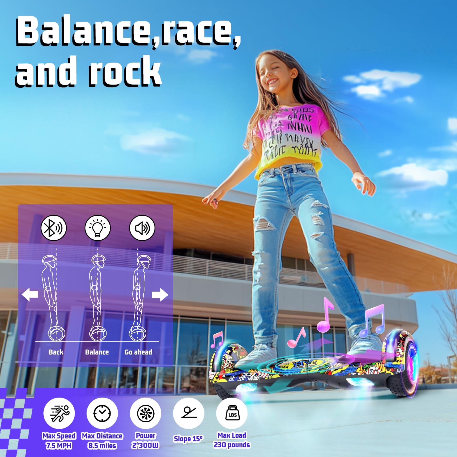 Kids' Adjustable Scooter Seat Attachment with Bluetooth & Colorful LED Lights - Universal Fit for All Ages - Perfect for Commuting, Playground Fun & Outdoor Adventures