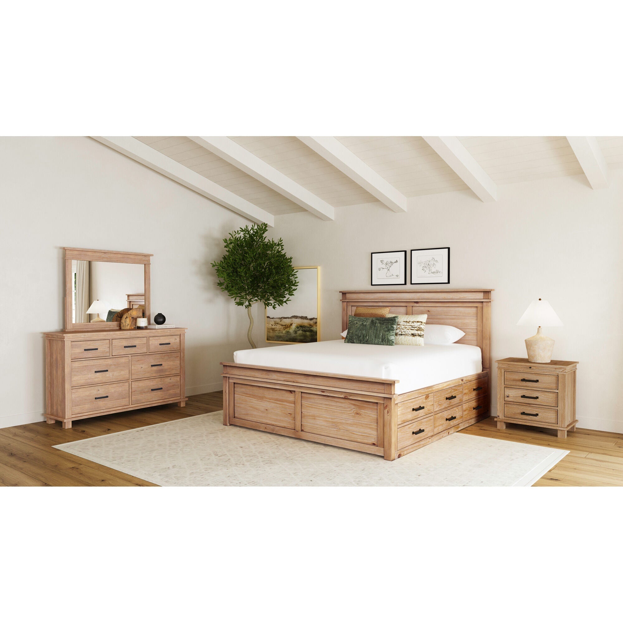 Glacier Point Captain Bed with Storage Drawers - King Size Wooden Bed Frame for Master Bedroom - Perfect for Small Spaces & Guest Rooms