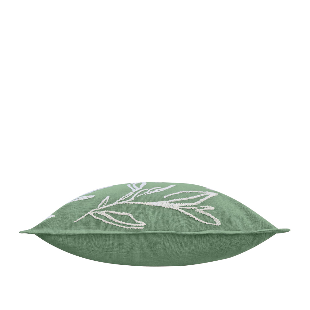 Vanessa 50x50cm Cushion Cover - Soft Forest Green & Ivory Cotton Pillow Case for Sofa, Bed, Living Room Decor - Home & Office Decorative Throw Pillow