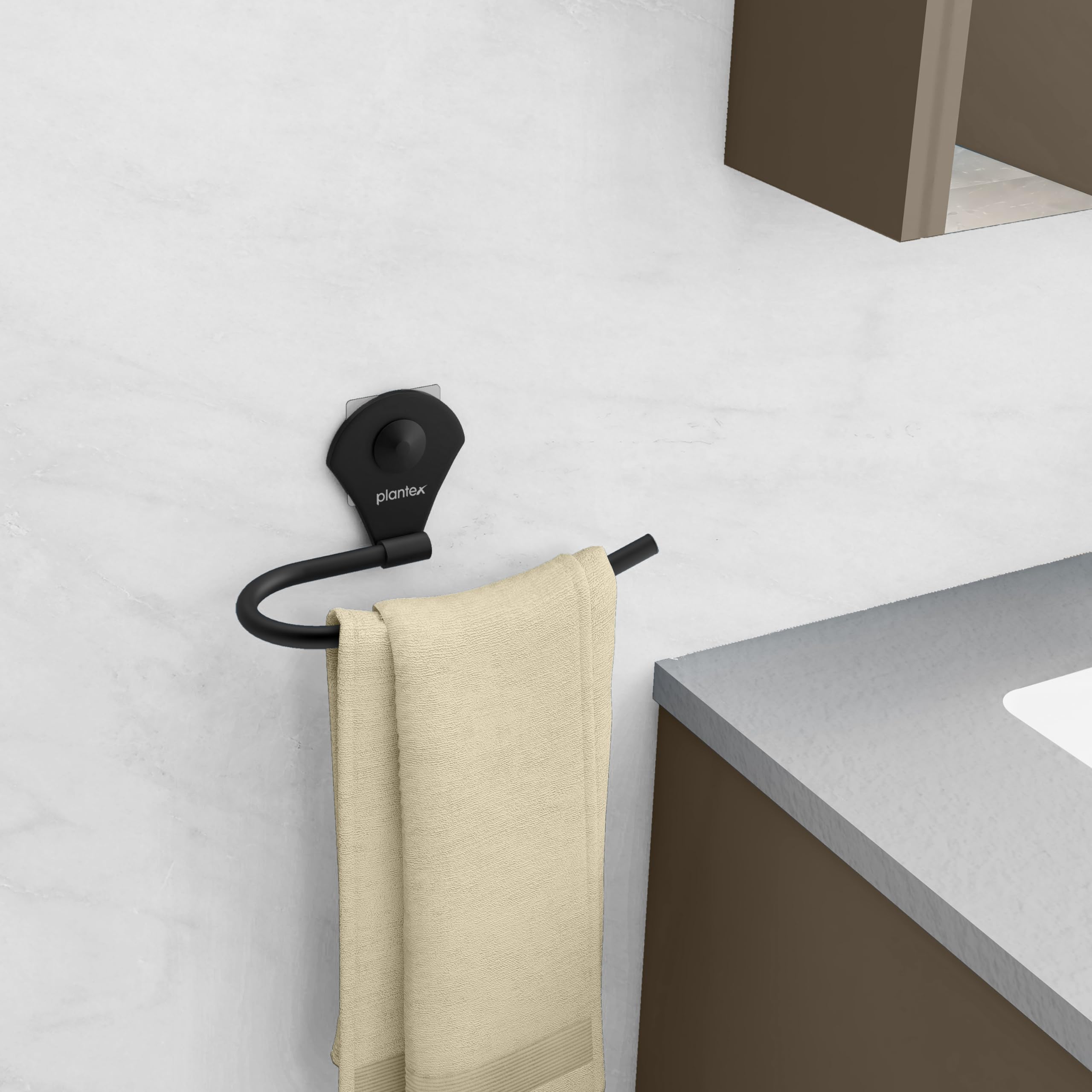 Plantex Royal Self-Adhesive Stainless Steel Napkin Ring - Elegant Towel Ring & Napkin Holder for Kitchen & Bathroom Accessories (Black Powder Coated) - Perfect for Dining Tables, Wedding Decor & Home Organization