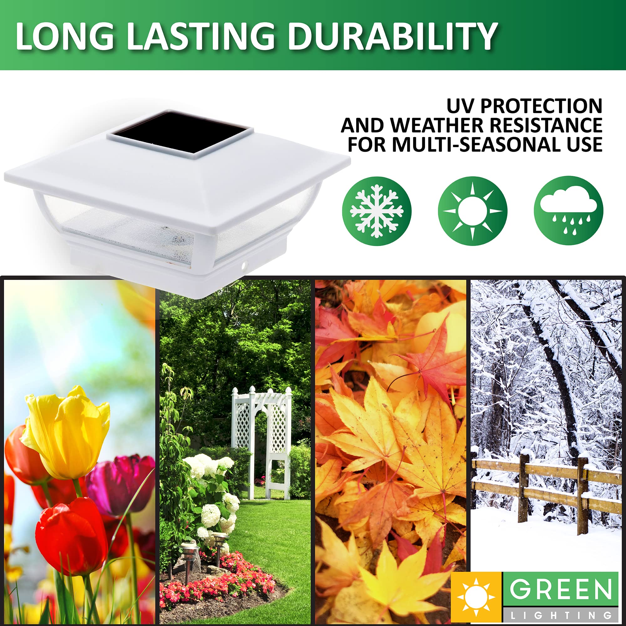 Royalty Solar Post Lights Outdoor Waterproof - Solar Cap Lights for 4x4 & 5x5 Fence Posts - Deck & Patio Lighting (White, 8 Pack) - Perfect for Garden, Pathway, and Backyard Illumination
