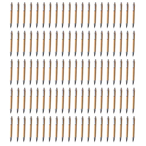 100 Pcs/Lot Bamboo Ballpoint Pens - Smooth Writing Office & School Supplies, Eco-Friendly Wooden Pens for Students, Teachers, Corporate Gifts & Promotional Giveaways
