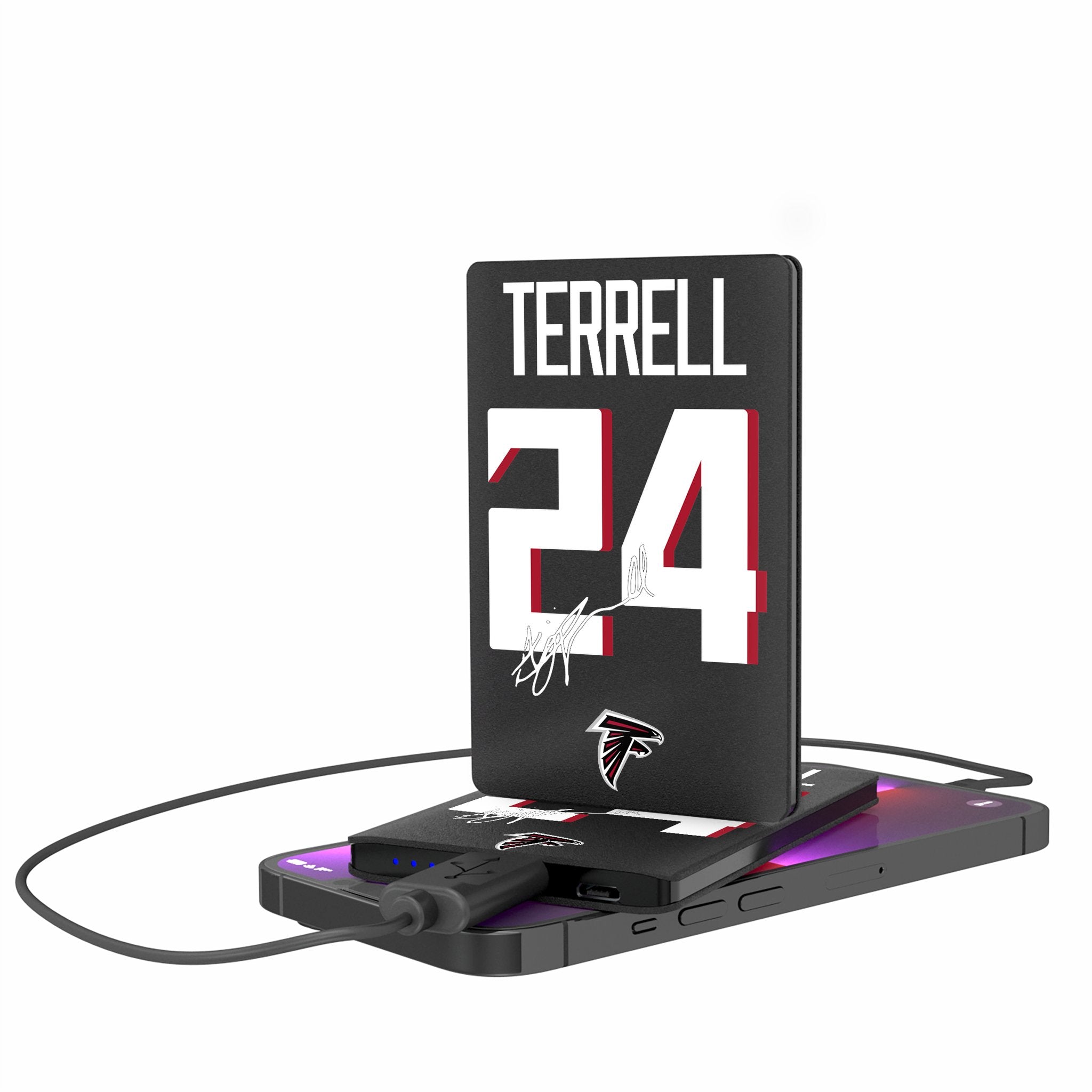 A.J. Terrell Atlanta Falcons 24 2500mAh Portable Credit Card Power Bank - Slim & Fast Charging for iPhone, Android, AirPods - Perfect for Travel, Business, and Gameday