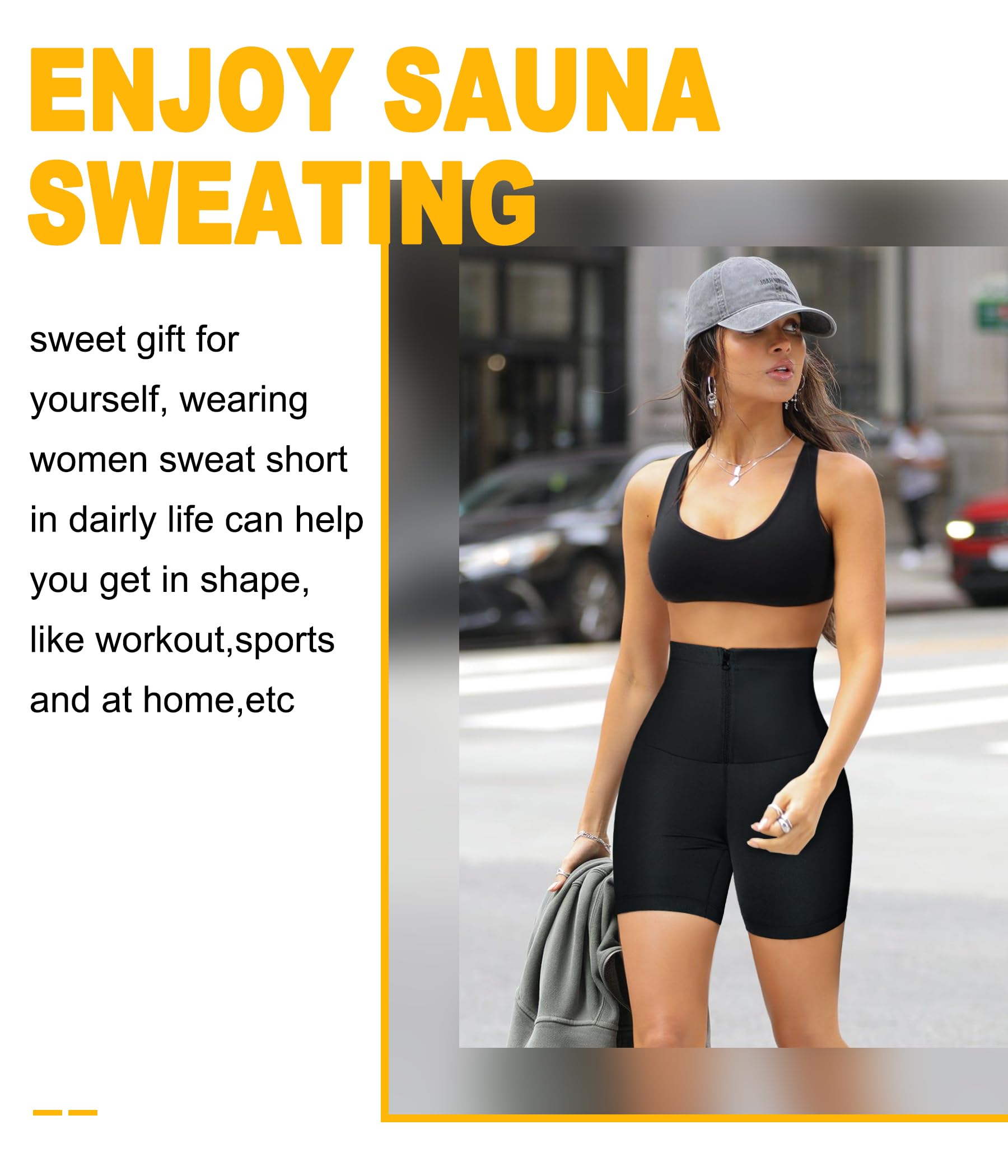 SCARBORO Women's Sauna Sweat Shorts - High Waist Trainer Leggings for Workout & Weight Loss - Compression Body Shaper with Tummy Control Band - Perfect for Gym, Running, Yoga & Sauna Sessions