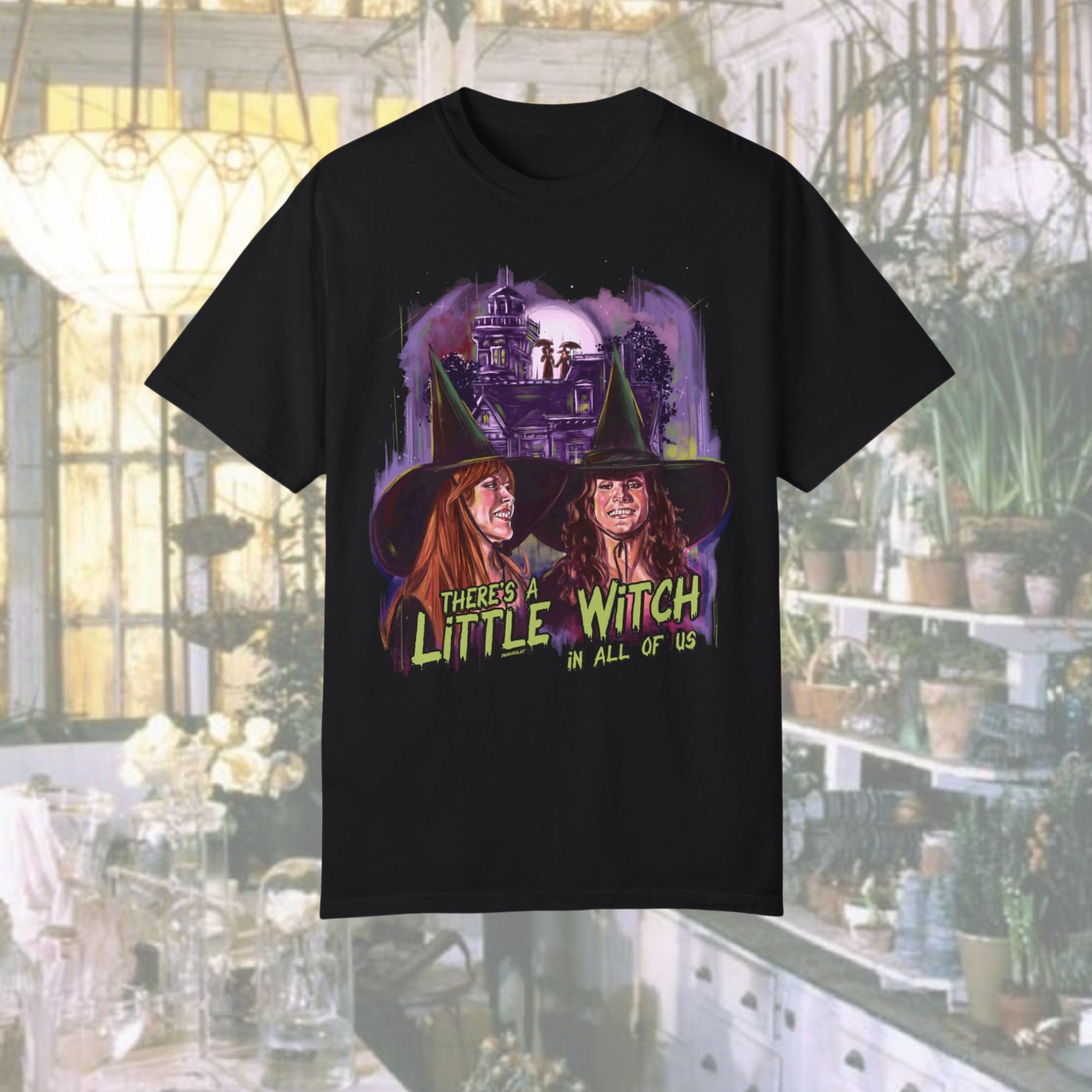 There's A Little Witch T-Shirt - Cute Halloween Graphic Tee for Women & Girls - Perfect for Halloween Costumes, Witch Parties & Spooky Season Outfits