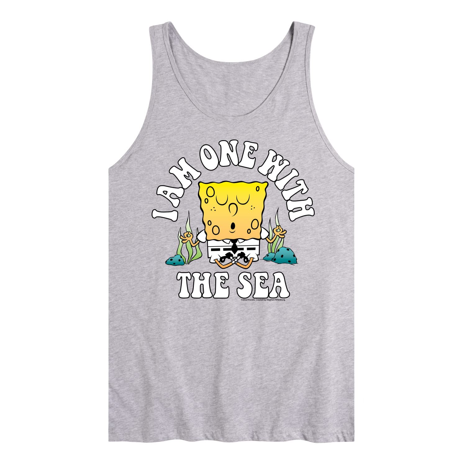 HYBRID APPAREL Spongebob Squarepants I'm One with The Sea Men's Jersey Tank Top - Lightweight Breathable Summer Beachwear for Men - Perfect for Pool Parties, Vacations & Casual Outings