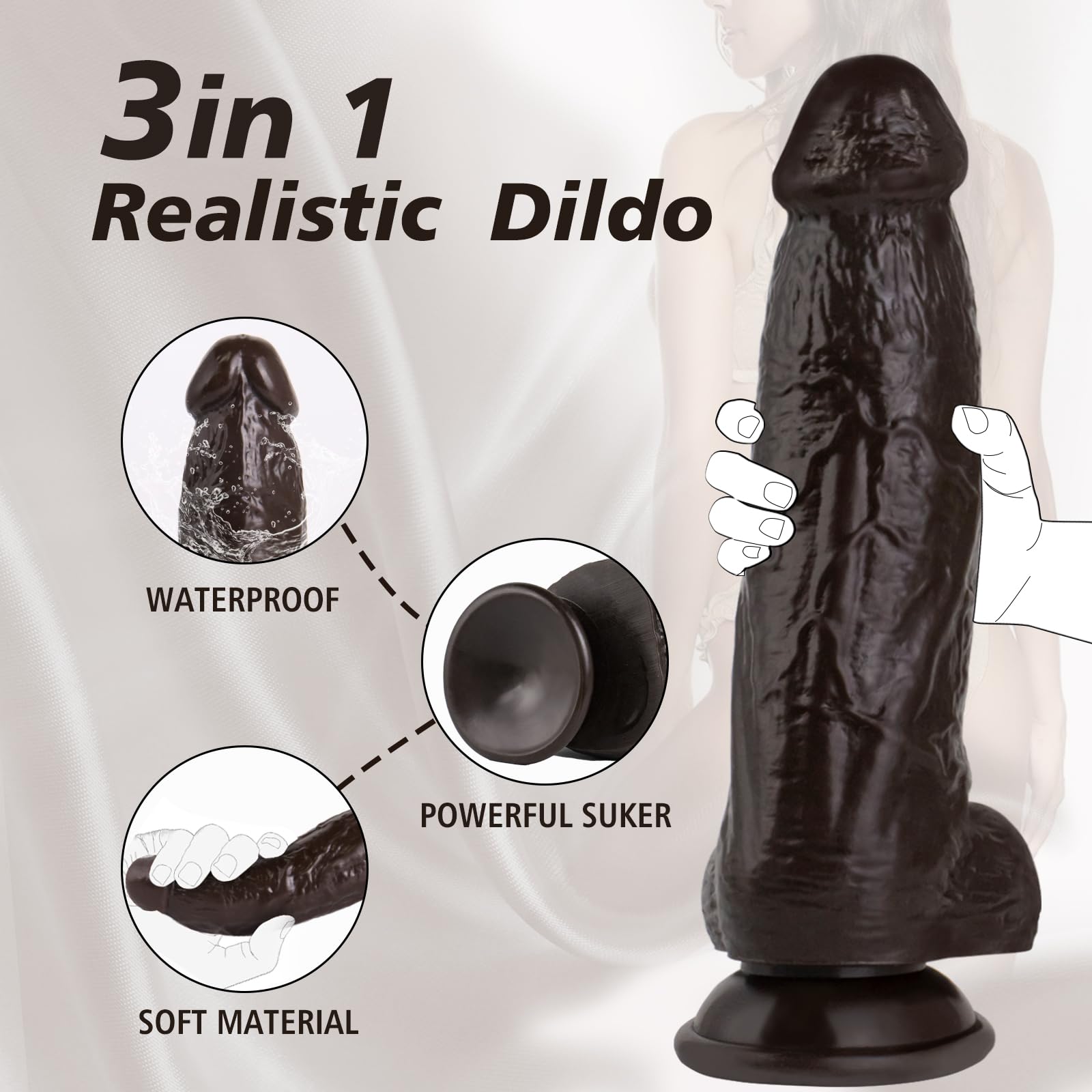 Realistic Strap-On Harness Dildo - Detachable Wearable Silicone G-Spot Stimulator for Women, Vaginal Massager & Female Masturbation Sex Toy - Perfect for Lesbian Couples & Solo Play (Black) - Enhance Intimacy & Pleasure in the Bedroom
