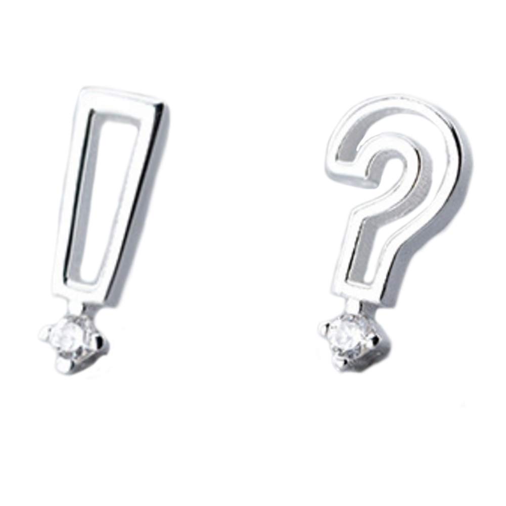 Helen de Lete Exclamation & Question Mark S925 Sterling Silver Earrings - Minimalist Dainty Stud Earrings for Women, Perfect for Everyday Wear & Gift Giving