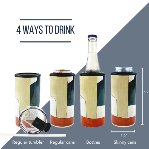 4-in-1 Sublimation Can Cooler (25 Pack) - Insulated Stainless Steel Beer Can, Skinny Can, Bottle & 14oz Tumbler Cooler with Extra Lid & Straw - Perfect for Parties, BBQs, Outdoor Events & Personalized Gifts
