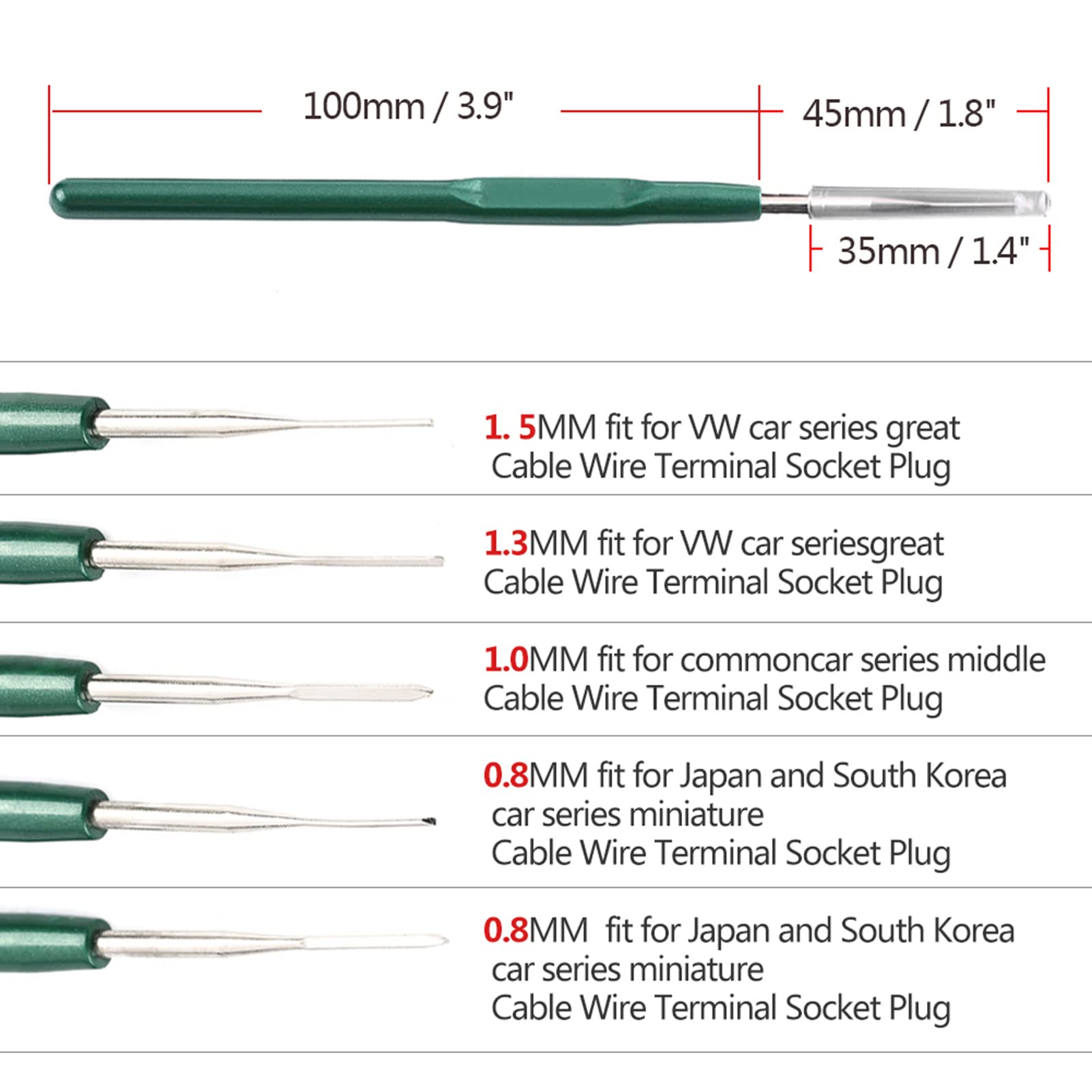 5Pcs Automotive Wiring Terminal Removal Tool Kit - for Harness Socket Plug Pin Maintenance