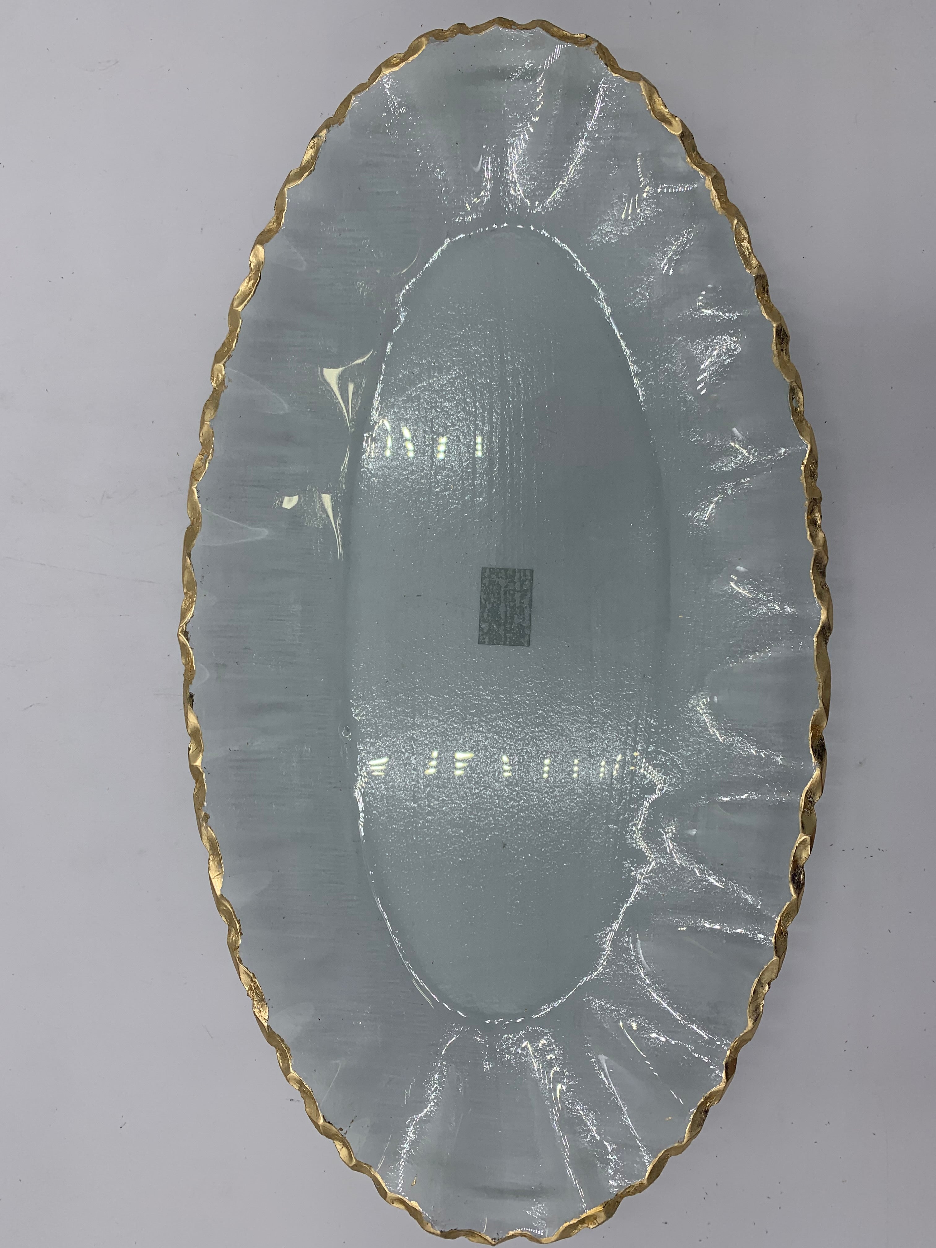 17x9.5 Inch Gold Oval Glass Plate - Elegant Serving Tray for Desserts, Appetizers & Home Decor