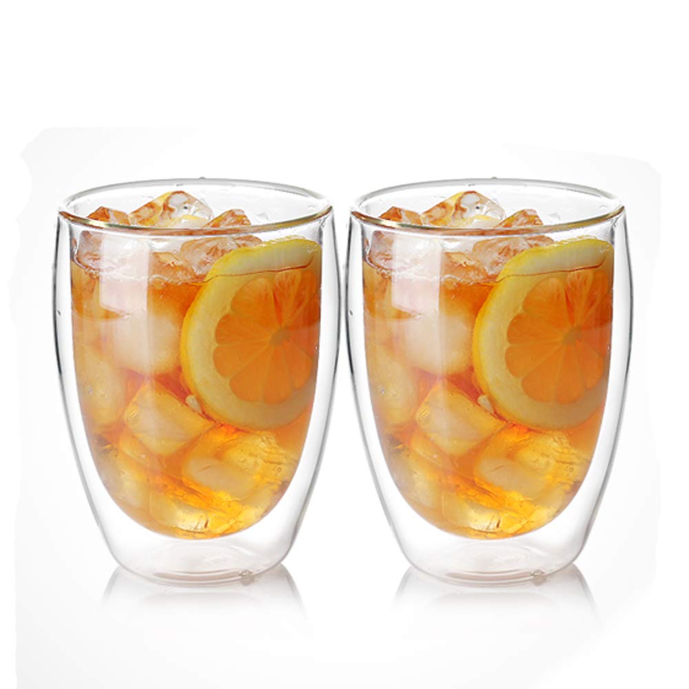 Double Wall Insulated Latte Glasses - 13.5oz Thermal Coffee Cups Set of 2 for Hot & Cold Drinks - Perfect for Latte, Cappuccino, Tea & Beverages - Ideal for Home, Office & Cafe Use