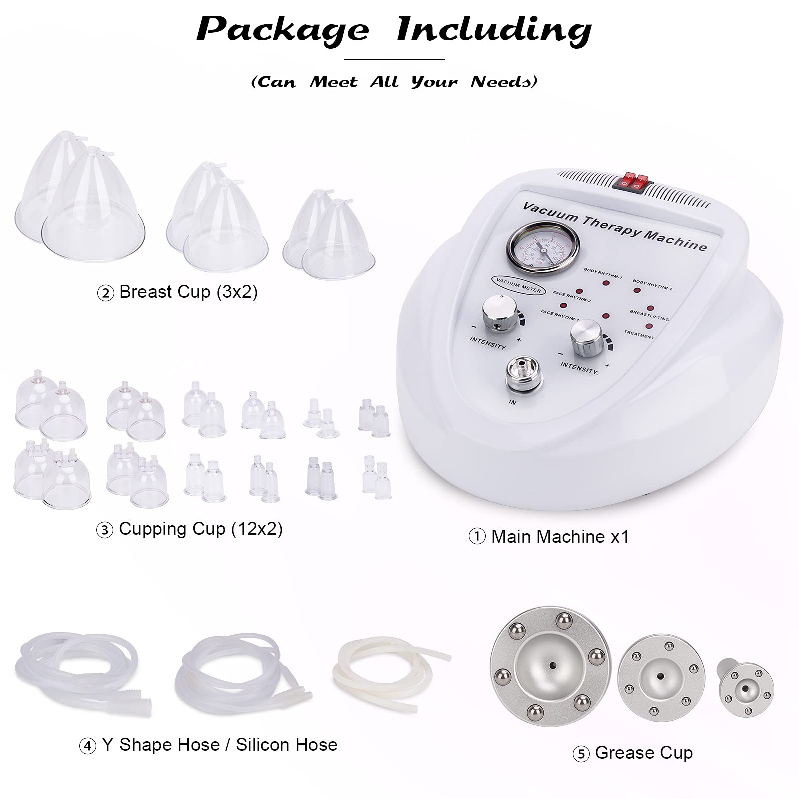 Professional Vacuum Therapy Cupping Machine Set - 30 Silicone Cups & 3 Metal Gua Sha Tools for Deep Tissue Massage | Salon, SPA, Home Use for Body, Back & Facial Care | Pain Relief & Cellulite Treatment