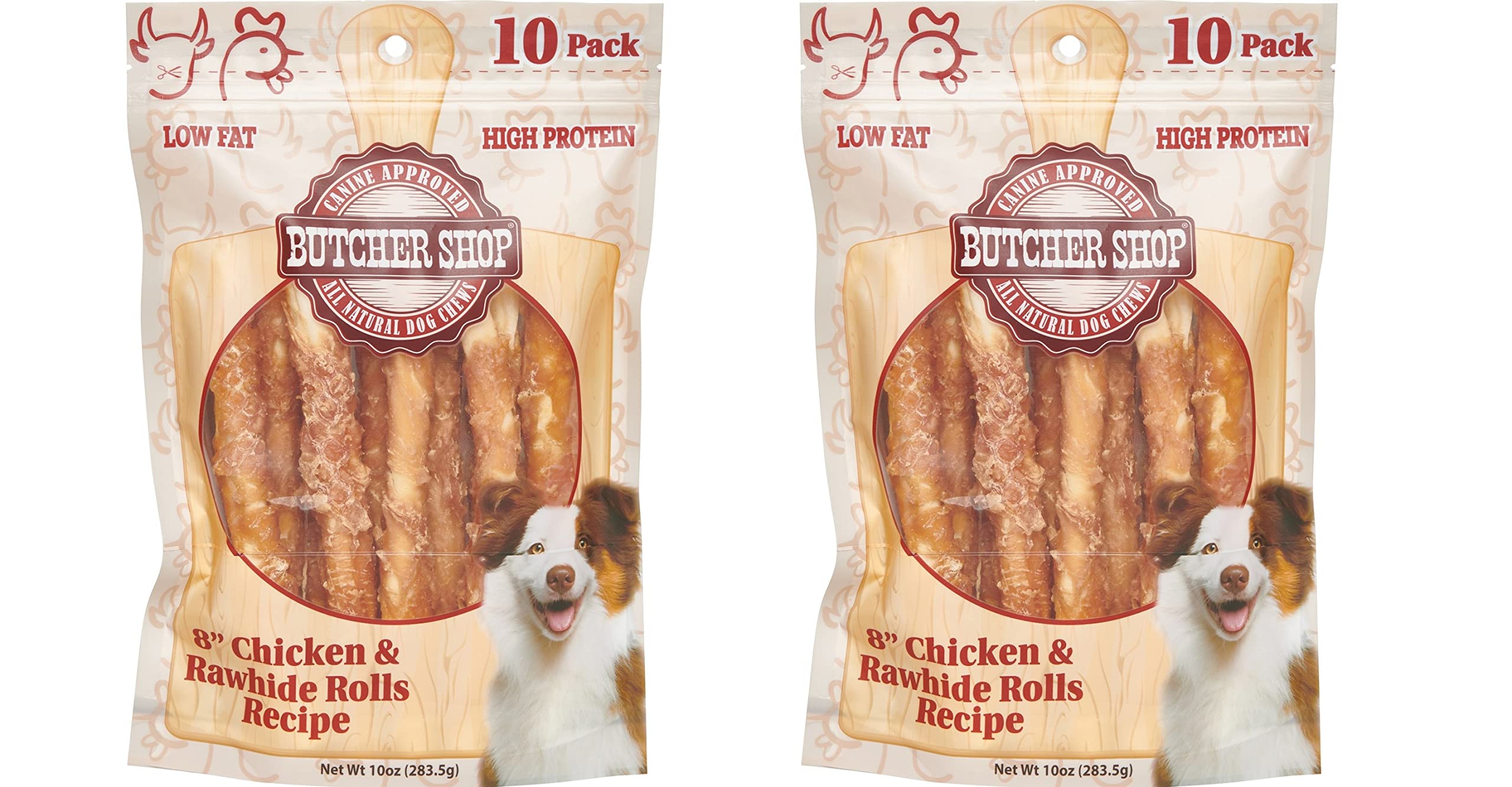 Premium Butcher Shop Chicken & Rawhide Dog Chews (2-Pack, 20 Rolls) - Natural Dental Treats for Puppies & Adult Dogs - Perfect for Training, Teething & Oral Health