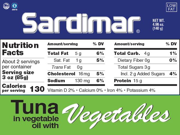 Premium Sardimar Chunk Light Tuna with Mixed Vegetables - Pack of 12 Cans | High Protein, Low Fat, Keto & Paleo Friendly | Perfect for Salads, Sandwiches & Quick Meals