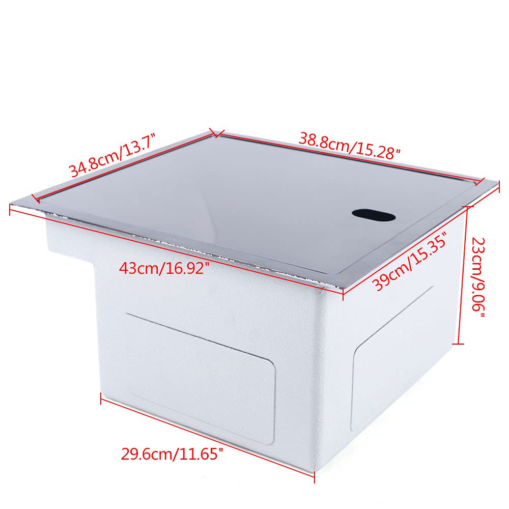 TFCFL 15.28 x 13.7 Inch Stainless Steel Black Drop-in Kitchen Sink with Faucet, Single Bowl with Cover, Perfect for Modern Small Kitchens and Compact Spaces