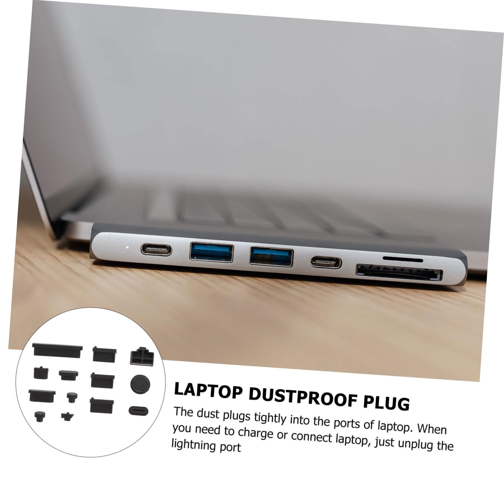 Veemoon Laptop Dust Plug Set - 12-Pack Silicone Port Covers for USB, HDMI, Audio Jack - Anti-Dust Protector for MacBook, PC, Desktop Computer - Perfect for Office, Home & Travel Use
